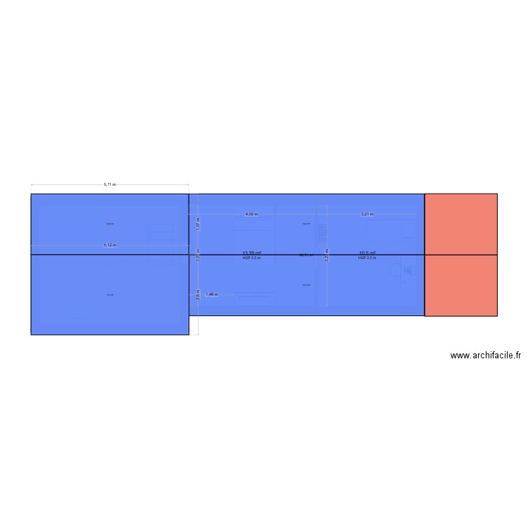 toiture3. Plan de 6 pièces et 66 m2