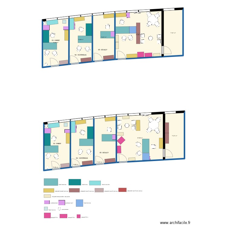 BUREAU. Plan de 10 pièces et 163 m2