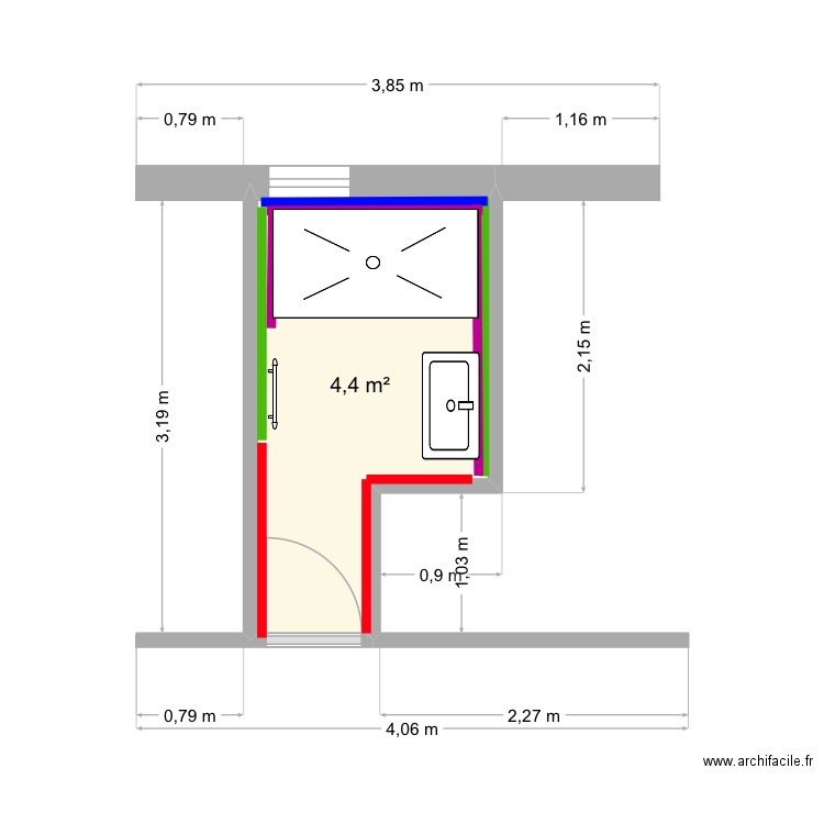 GERMOND. Plan de 1 pièce et 4 m2