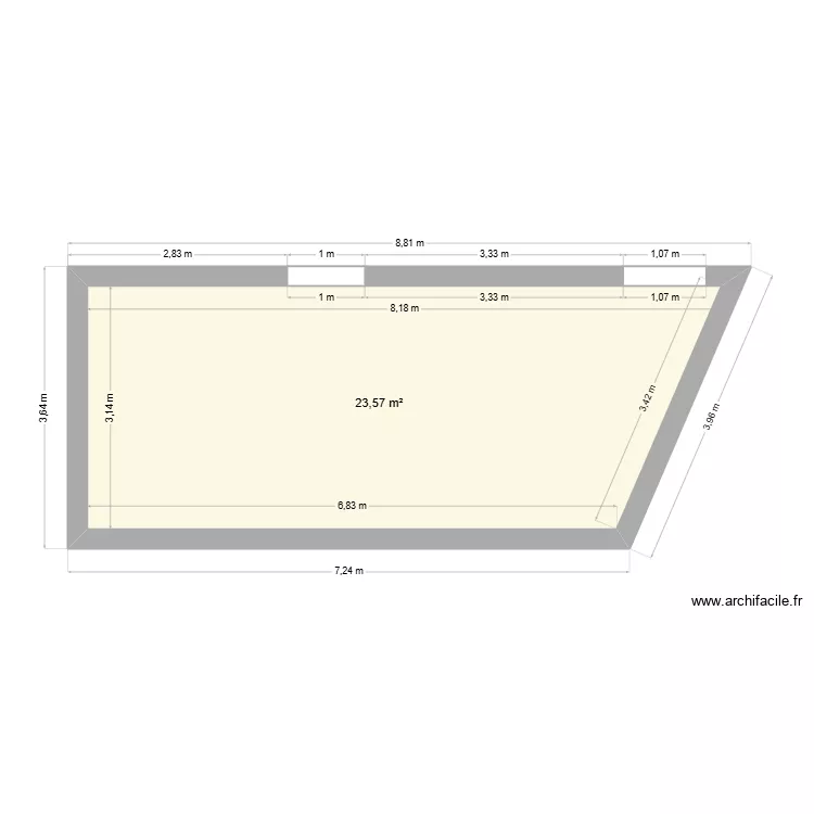 Terasse intérieur. Plan de 1 et 24 m² Terasse intérieur. Plan de 1 et 24 m²