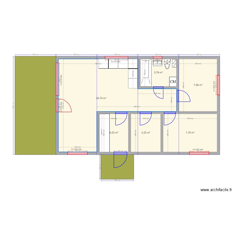Д Клин. Plan de 8 pièces et 68 m2