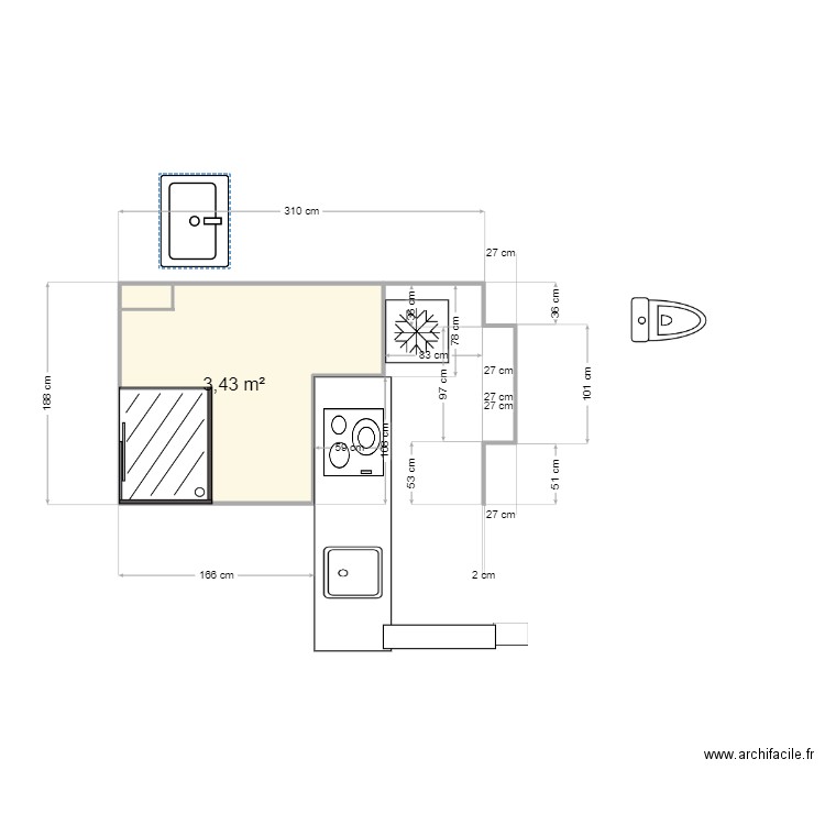 sallle de bain PLUS CUISINE. Plan de 0 pièce et 0 m2