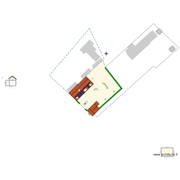 Plan de masse. Plan de 5 pièces et 102 m2