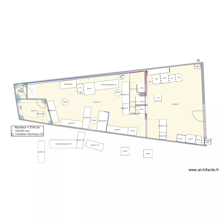 laverie merignac pressing mateo rajout machines2. Plan de 4  et 88 m²