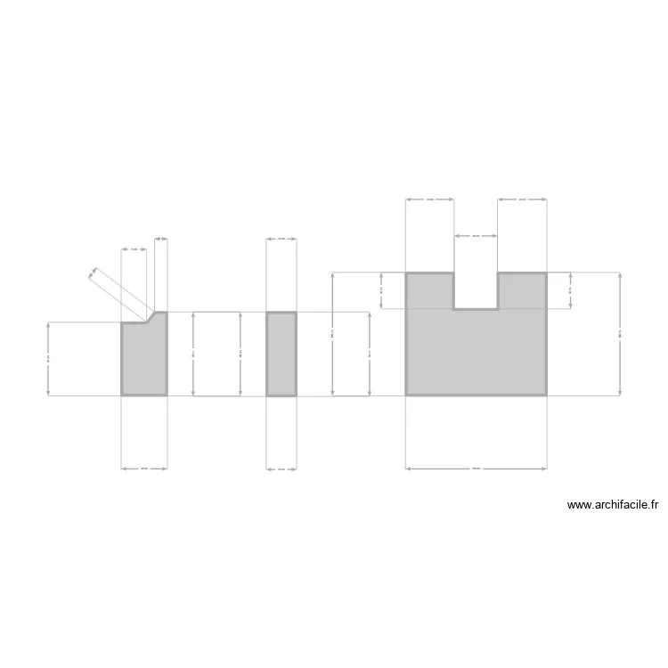 butoir. Plan de 3 Pièces et 1 m²