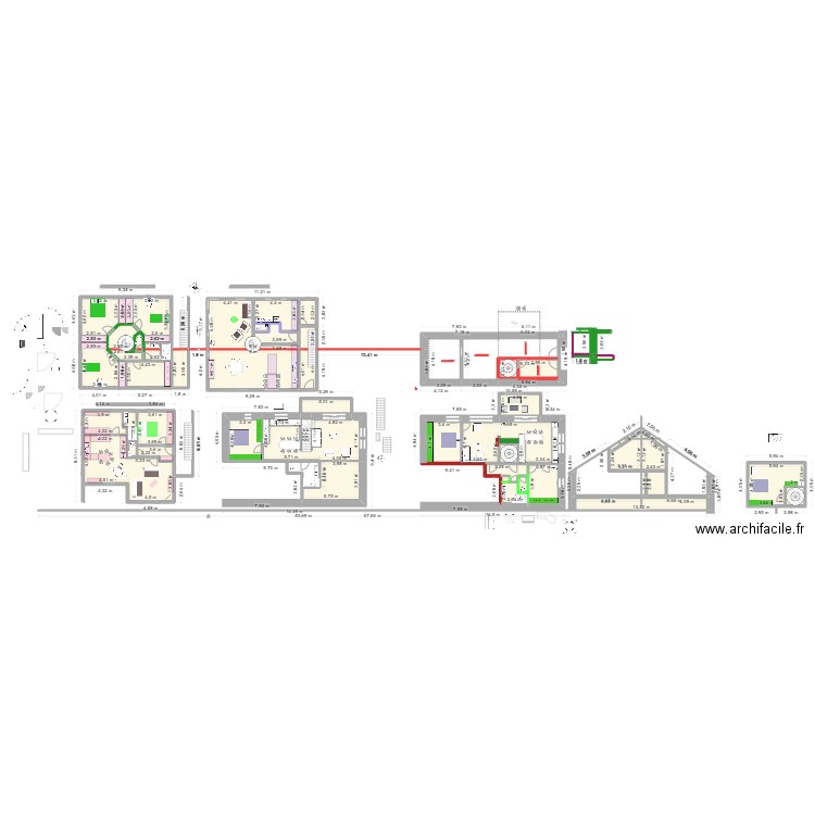 colimacon 3. Plan de 62 pièces et 483 m2