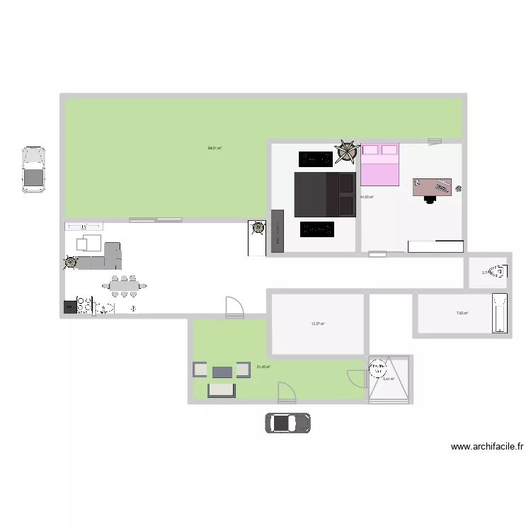 techno. Plan de 7 pièces et 161 m²