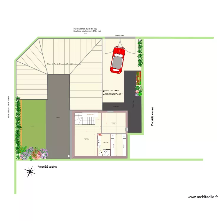 Ste Jule &eacute;tage. Plan de 2 pièces et 245 m²