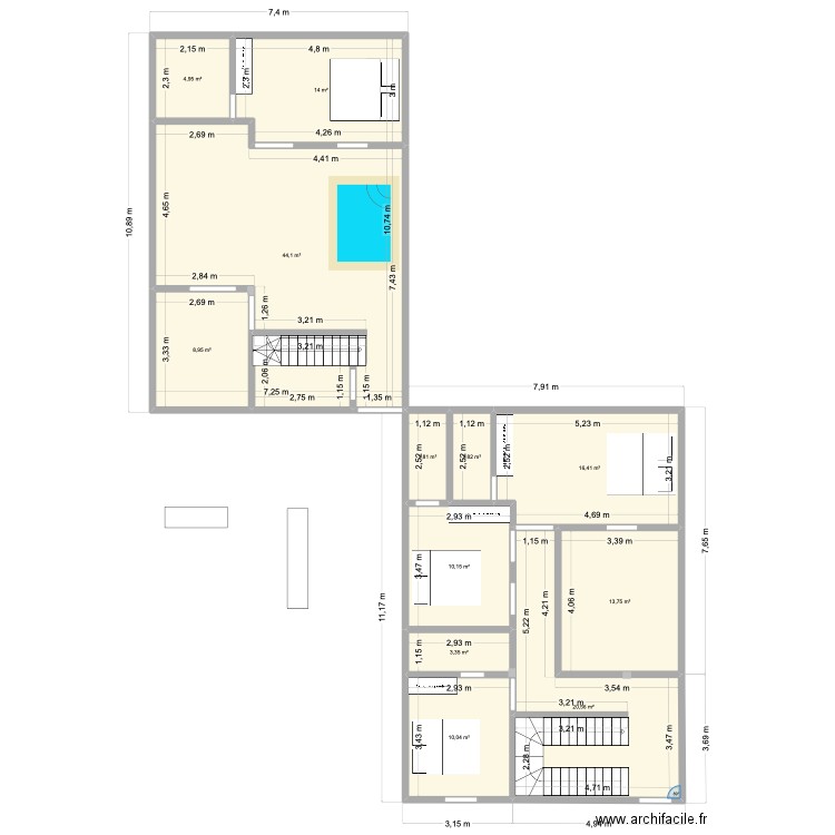 nouveau plan. Plan de 12 pièces et 152 m2