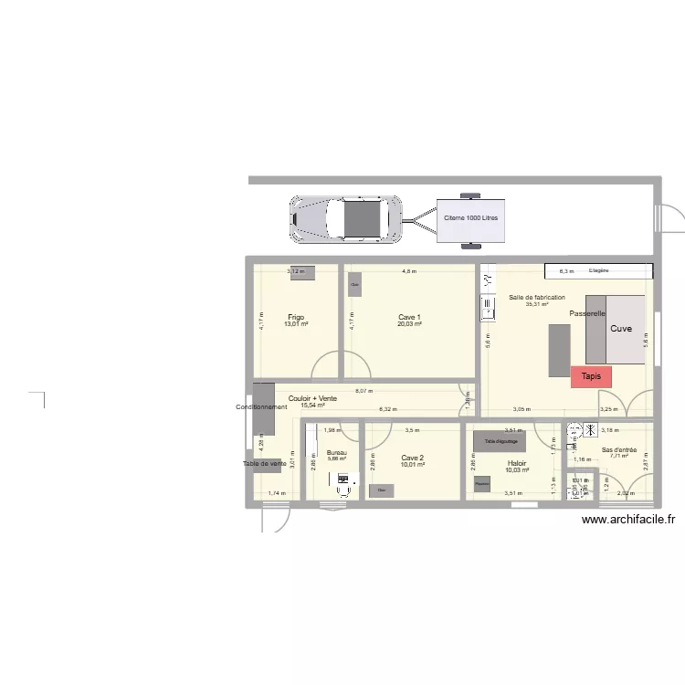 Fromagerie 17.05.26. Plan de 9  et 118 m²
