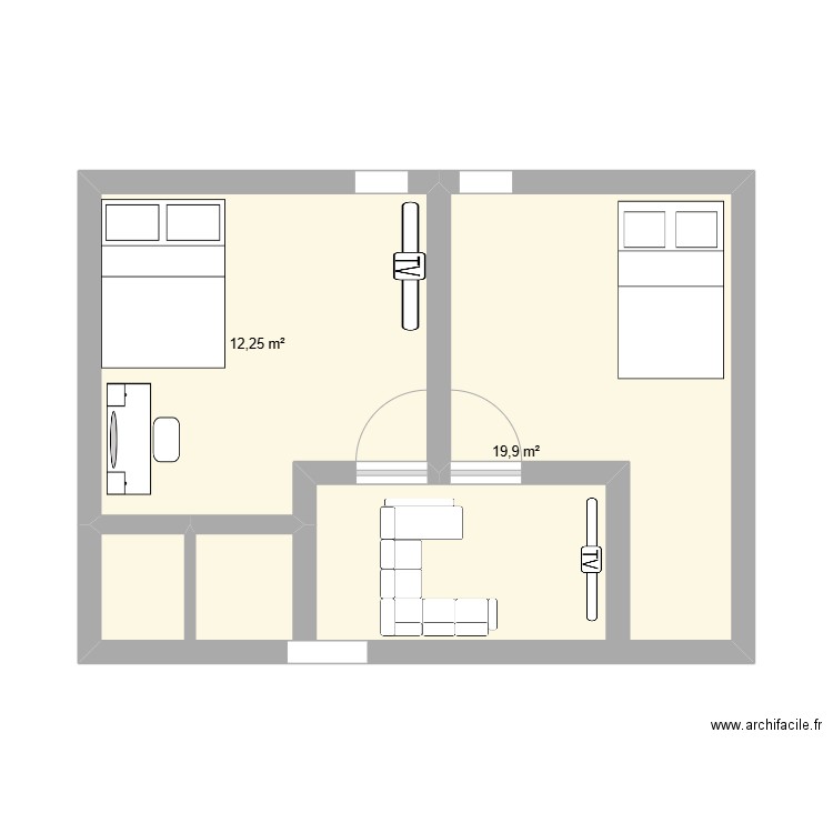 maison ballack. Plan de 2 pièces et 32 m2