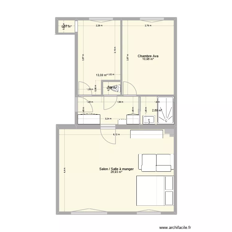 Chatou2. Plan de 6  et 55 m²