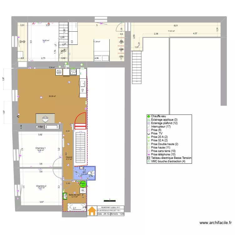 Remoray R+1 Projet. Plan de 13  et 114 m²