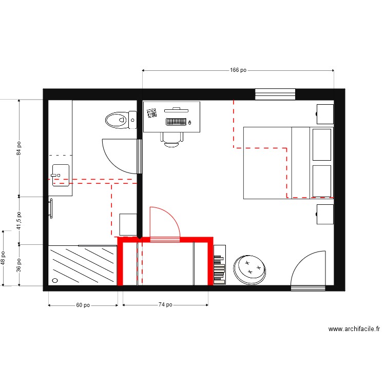 brenda 4. Plan de 1 pièce et 25 m2