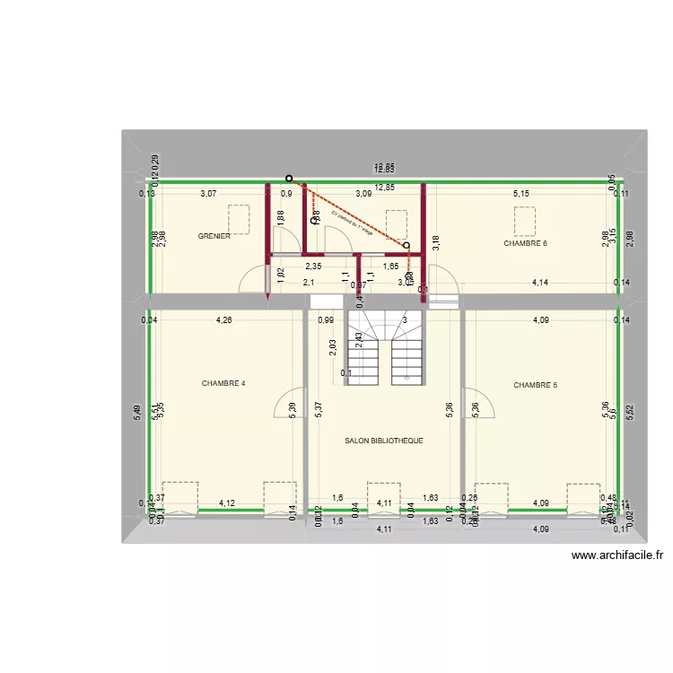 CAROLE & LUDO  PROJET   2&deg; ETAGE cot&eacute;. Plan de 