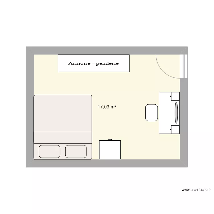CHAMBRE. Plan de 1  et 17 m²
