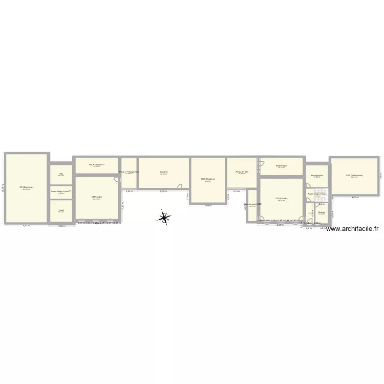 Relev&eacute;_mur_ext260427. Plan de 18  et 617 m²