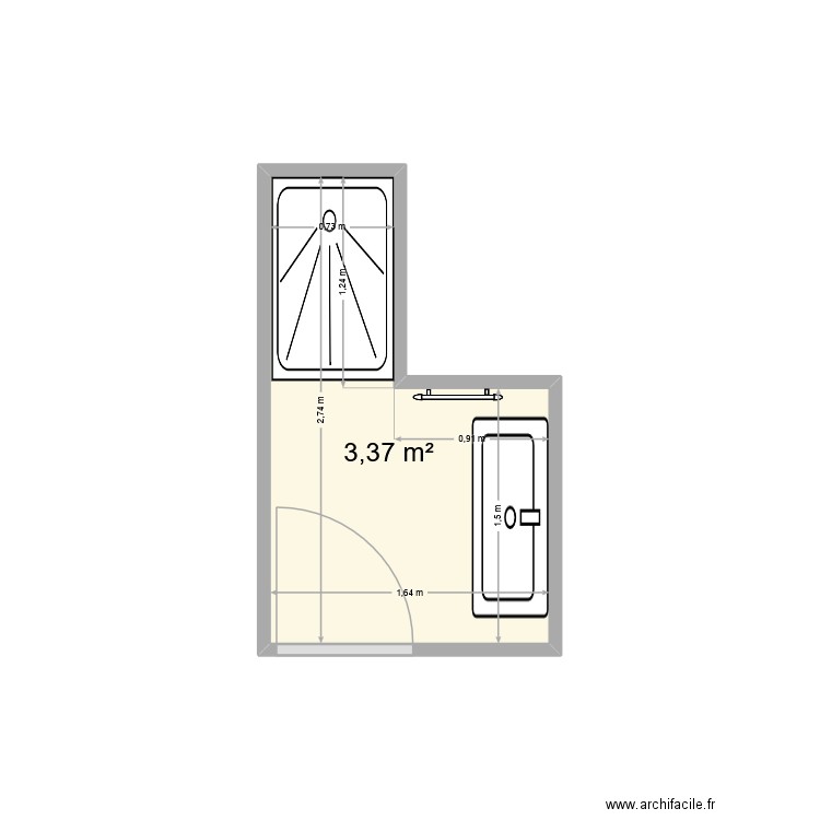 laborde ch70. Plan de 1 pièce et 3 m2