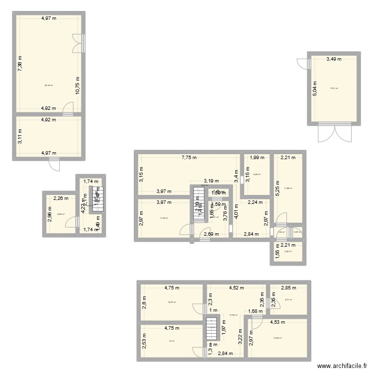 maison. Plan de 19 pièces et 222 m2