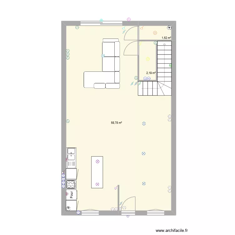 flo. Plan de 3  et 63 m²