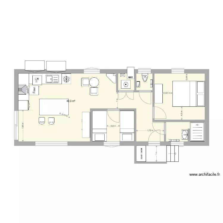 Projet mobilhome.news.1. Plan de 1 pièce et 48 m²