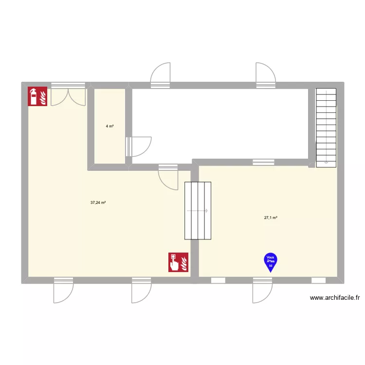 letape etage. Plan de 3 Pièces et 68 m²