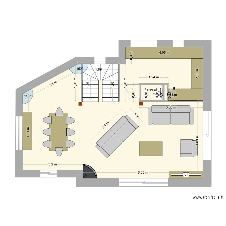 CORDERIE. Plan de 1 pièce et 57 m2