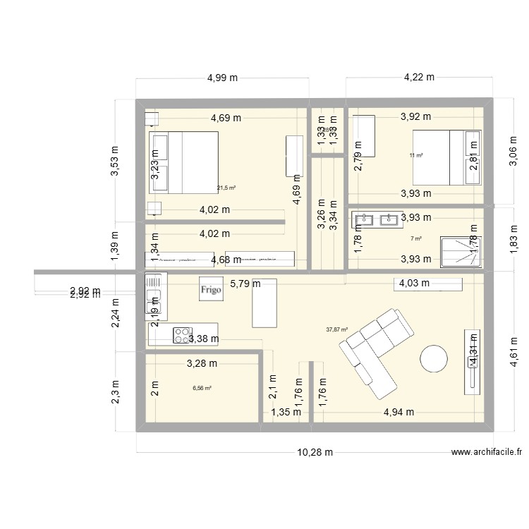 GENA 3. Plan de 6 pièces et 85 m2