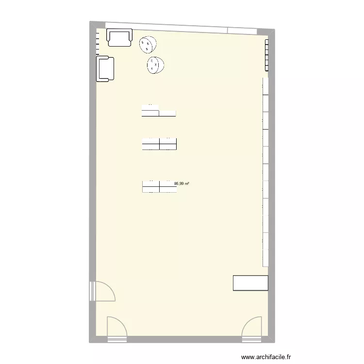 salle de perm. Plan de 1 pièce et 87 m²