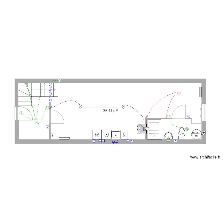 dalton 1. Plan de 1 pièce et 35 m2