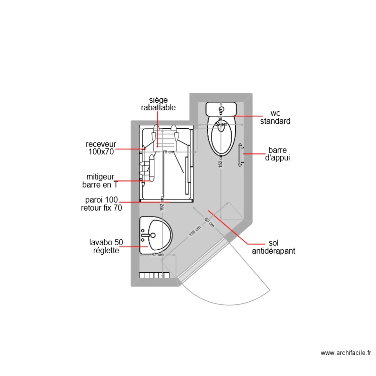 richard. Plan de 1 pièce et 2 m2