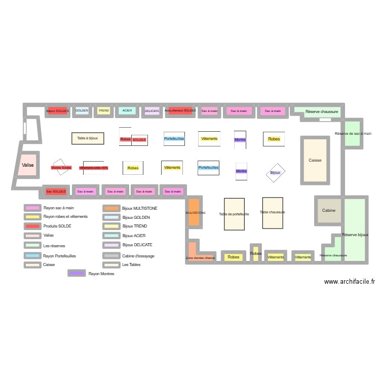 Plan d'aménagement de PARFOIS. Plan de 42 pièces et 50 m2
