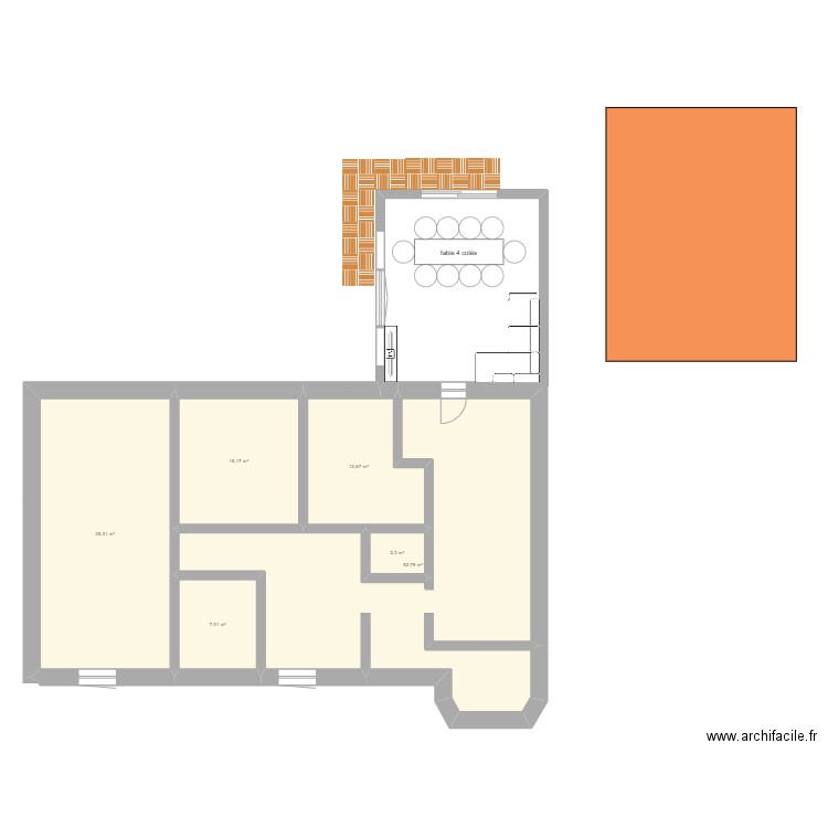 extension. Plan de 6 pièces et 125 m2