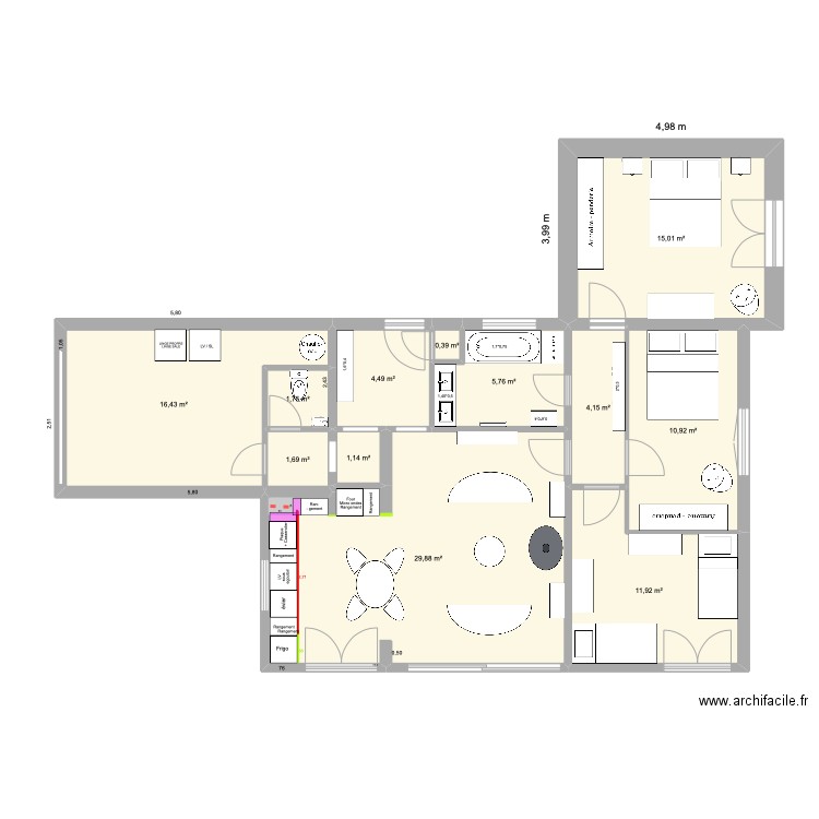 21/04 WLA. Plan de 12 pièces et 104 m2
