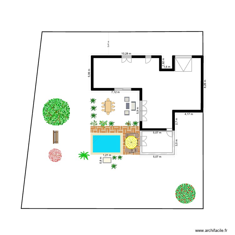 Plan de maison Extension + Baie + bordure Lege. Plan de 0 pièce et 0 m2