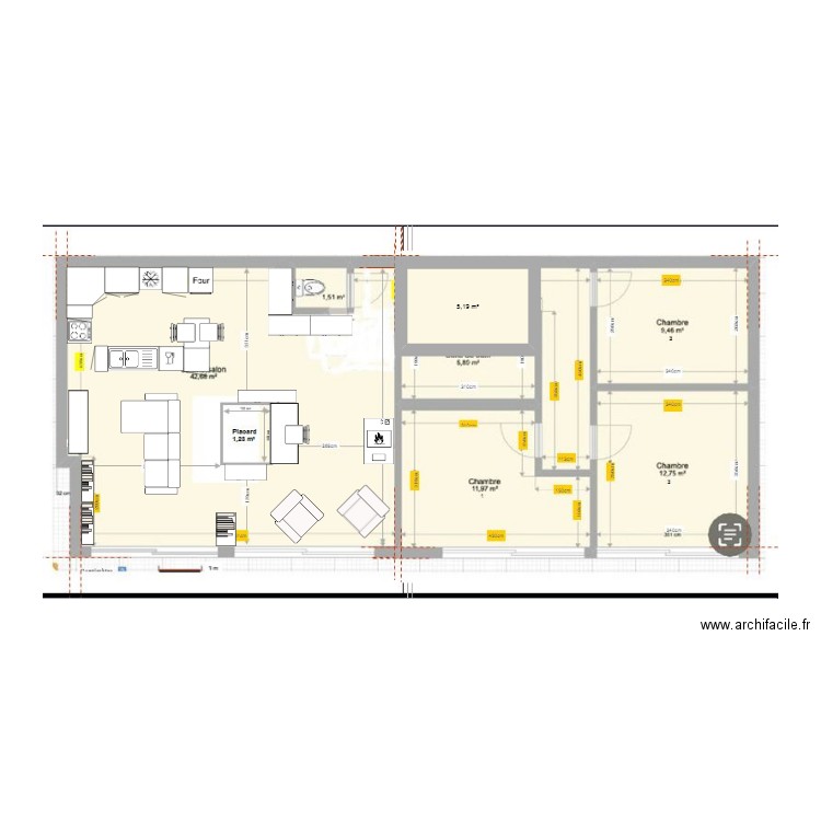 Girolle. Plan de 1 pièce et 5 m2
