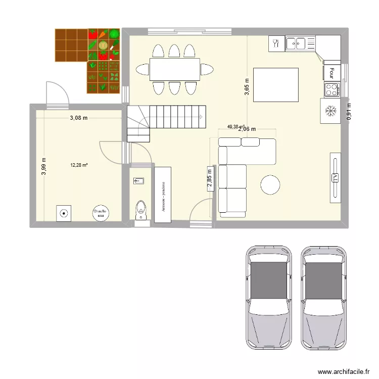 MAISON ETAGE 0. Plan de 2  et 62 m²
