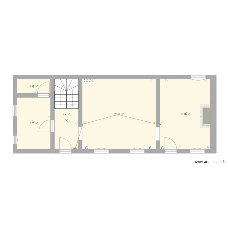 Maison elec. Plan de 5 pièces et 58 m2