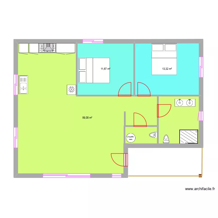 maison thierry. Plan de 3  et 84 m²