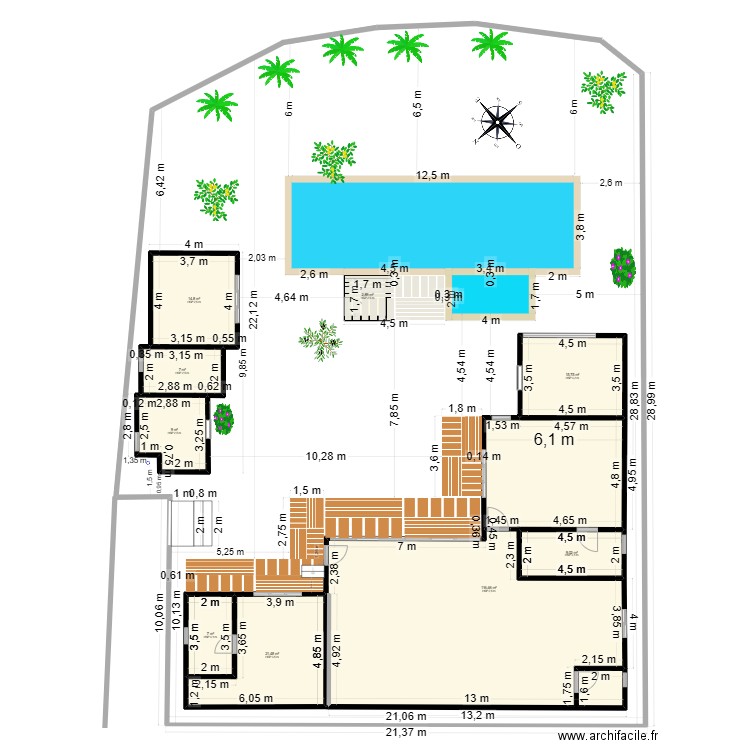 Villa 1 - SLF. Plan de 9 pièces et 203 m2