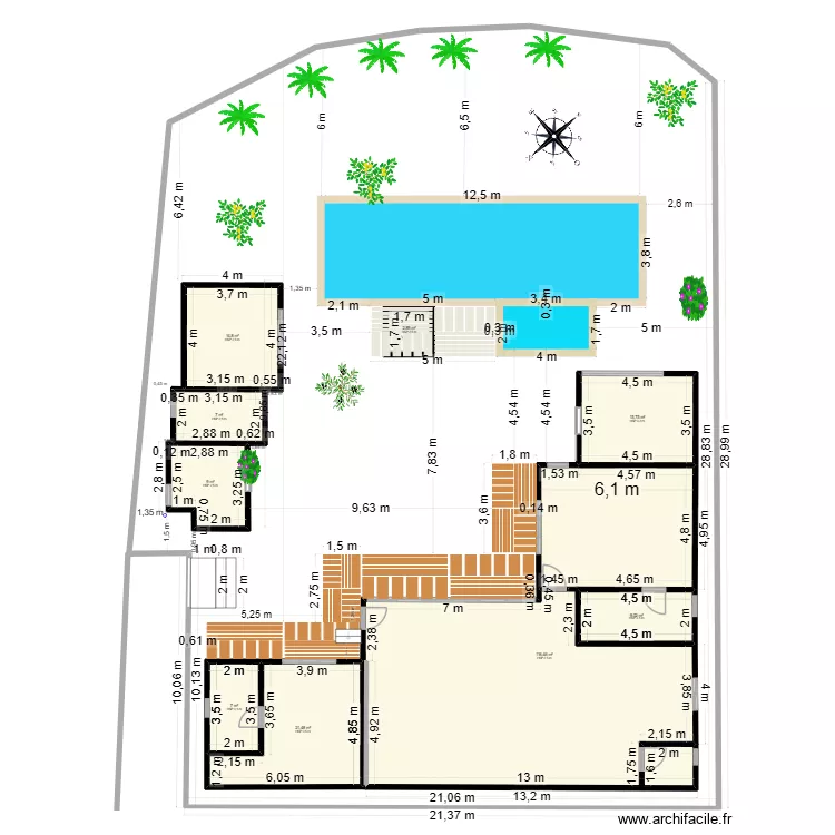 Villa 1 - SLF. Plan de 9  et 203 m²