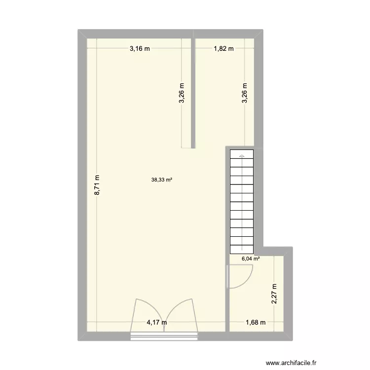 garage origine. Plan de 2  et 44 m²