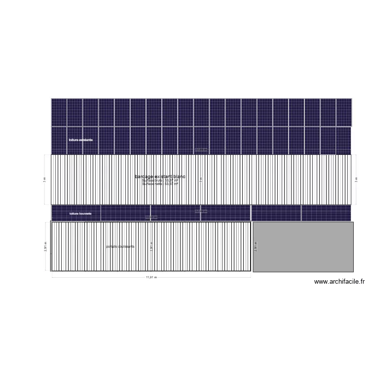 facade ouest abattoir. Plan de 