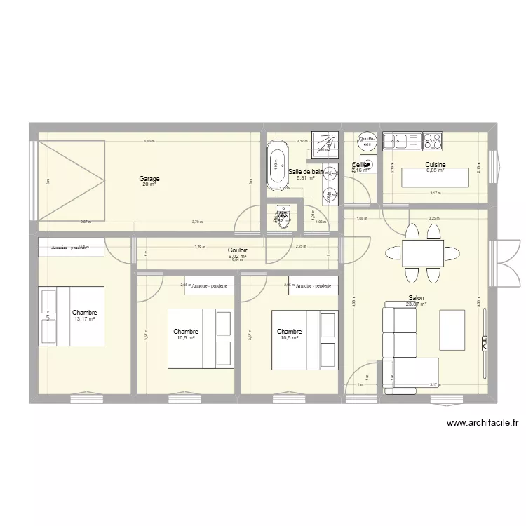 Plan V1. Plan de 10  et 99 m²