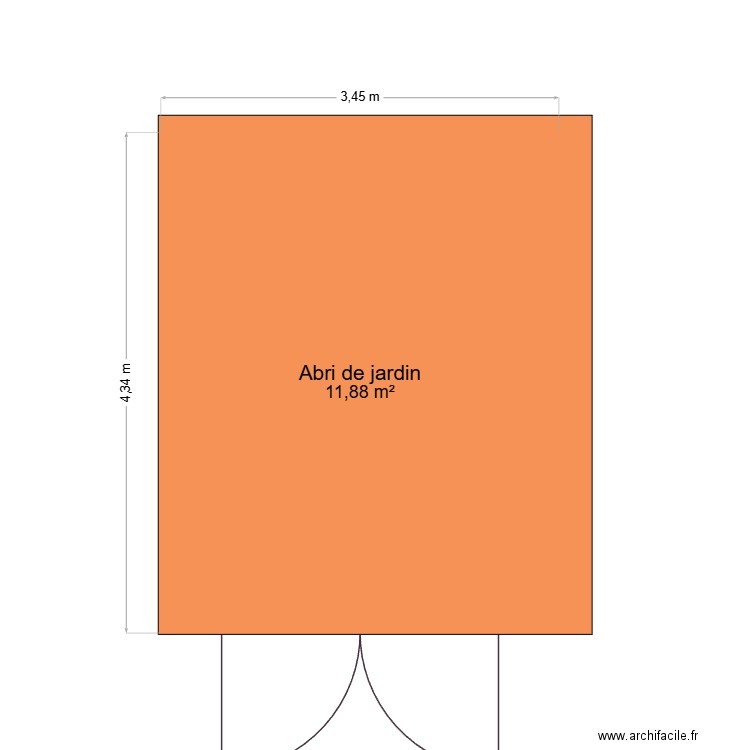 Abri de jardin. Plan de 1 pièce et 12 m2