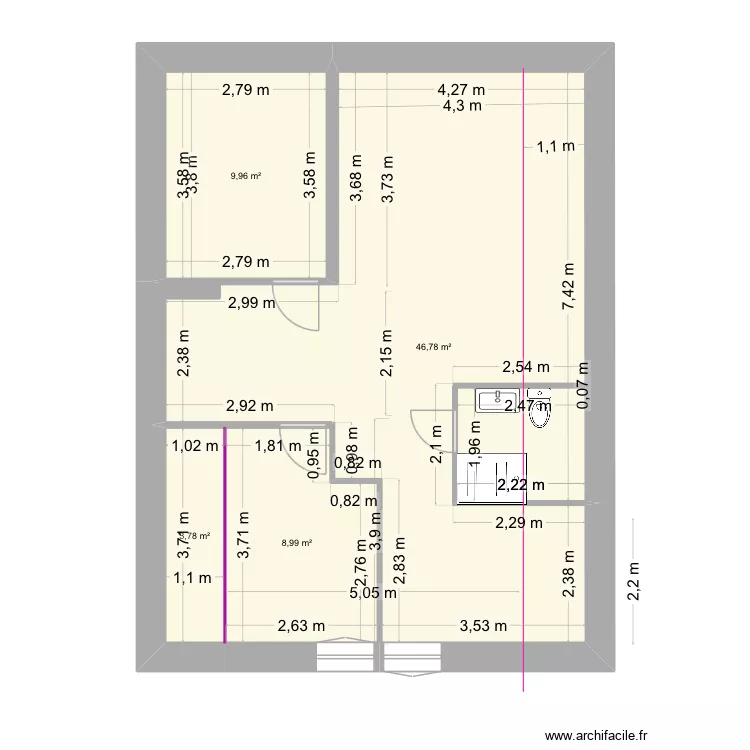 Montalieu chambre bureau Seb. Plan de 4 Pièces et 70 m²