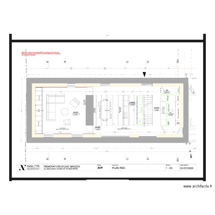 PLOMBERIE. Plan de 1 pièce et 97 m2