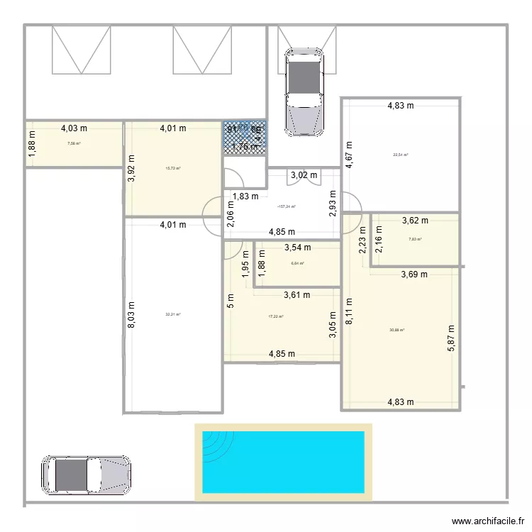 ben. Plan de 10  et 156 m²