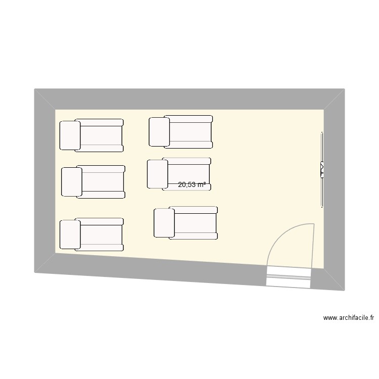 salle de cinema bordin. Plan de 1 pièce et 21 m2