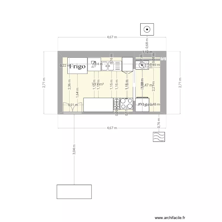 Cuisinemevoyo. Plan de 2  et 10 m²